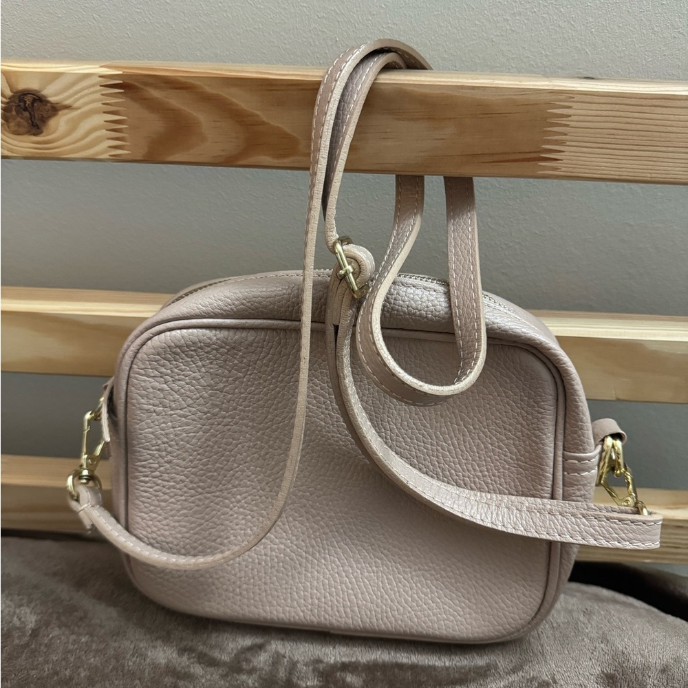 Elie Beaumont London Crossbody Bag Rose Gold Leather Made In Italy
